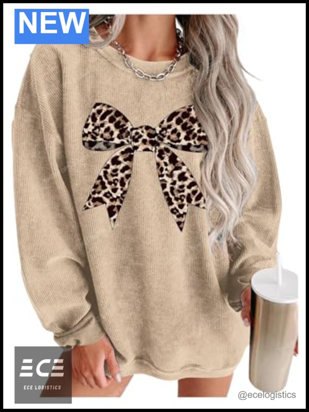 Oversized Bow Sweatshirt Long Sleeve Crewneck Pullover Top Casual Workout Outfit